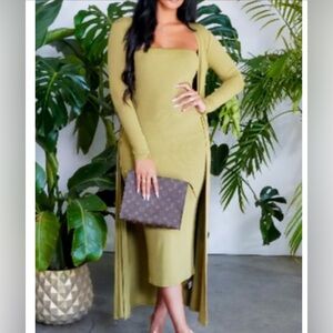 SLAY BAE | CARDIGAN DRESS SET - Mustard Color